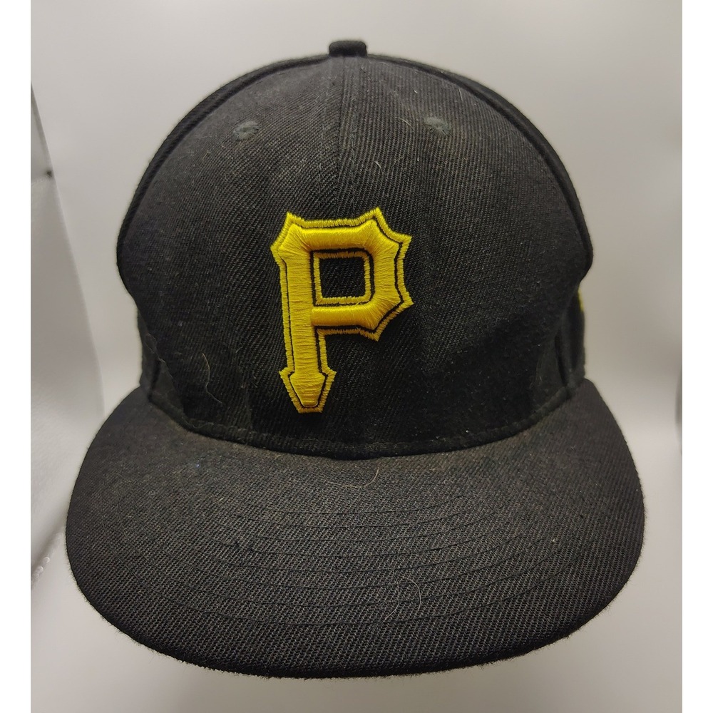 New Era 59FIFTY Pittsburgh Pirates MLB Fitted Hat Size 7 1/8 Black Yellow Cap